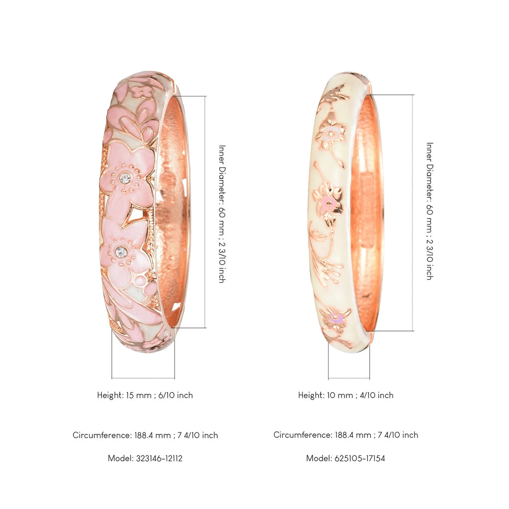Bracelet manchette émaillé doré – Élégance florale