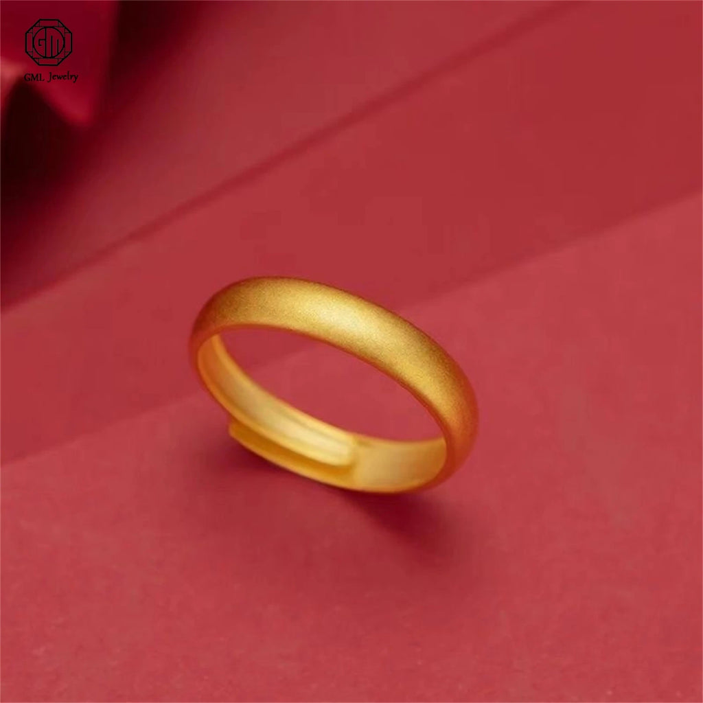 Bague réglable dorée mate – Anneau minimaliste en acier inoxydable