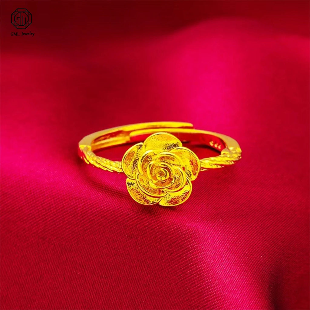 Bague réglable dorée mate – Anneau minimaliste en acier inoxydable