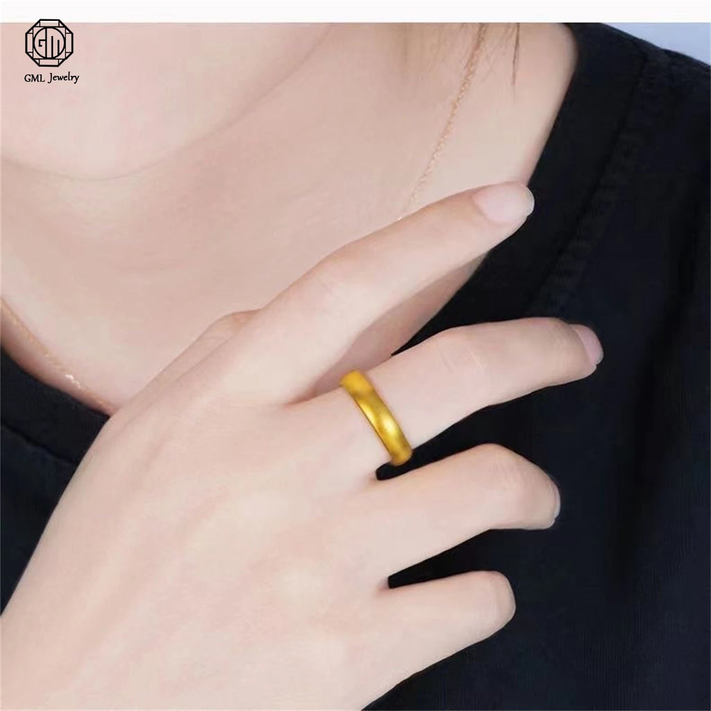 Bague réglable dorée mate – Anneau minimaliste en acier inoxydable