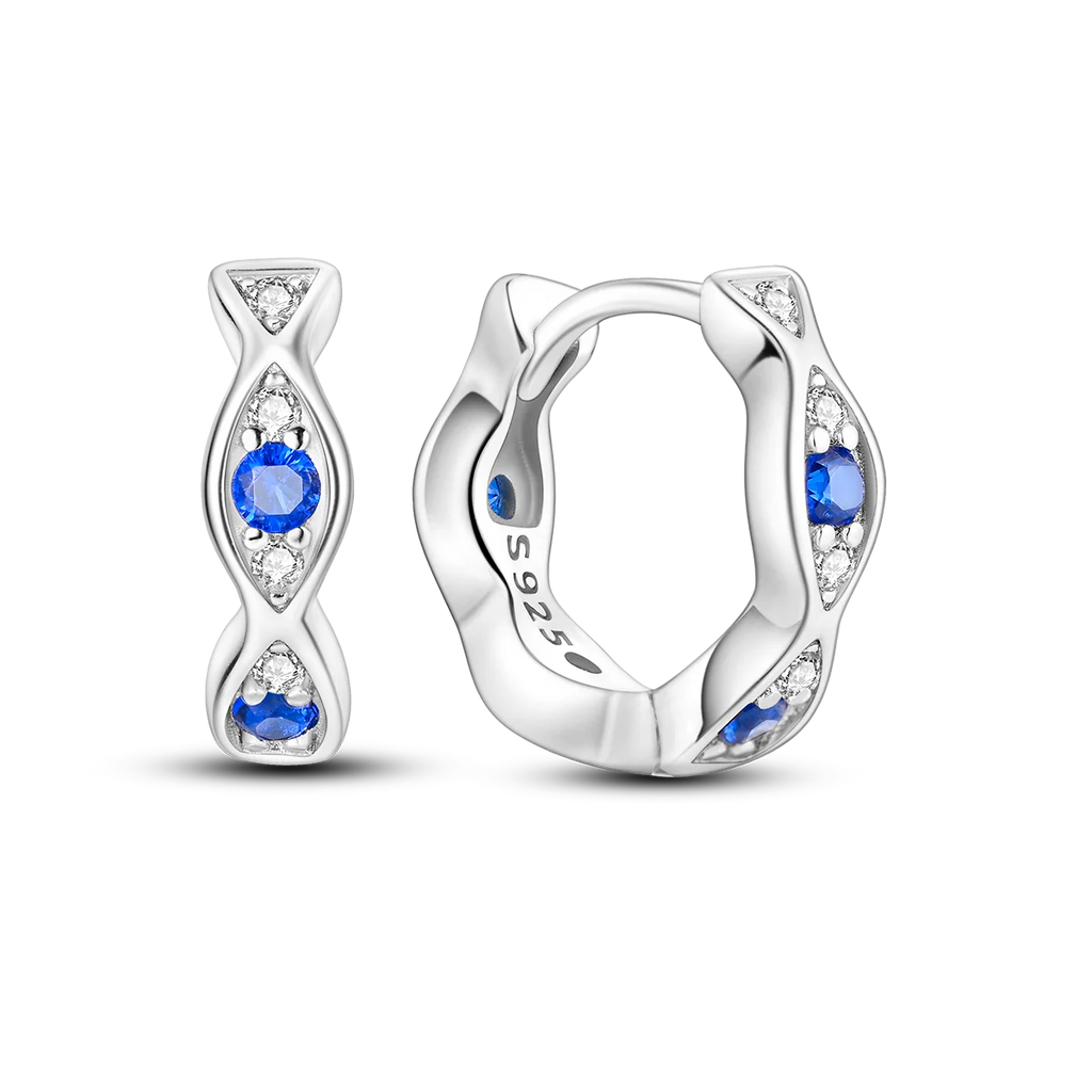 Original 925 Sterling Silver Blue Zirconium Butterfly Earrings Colored Hoop Earrings Women Female Party Fine Earring Jewelry
