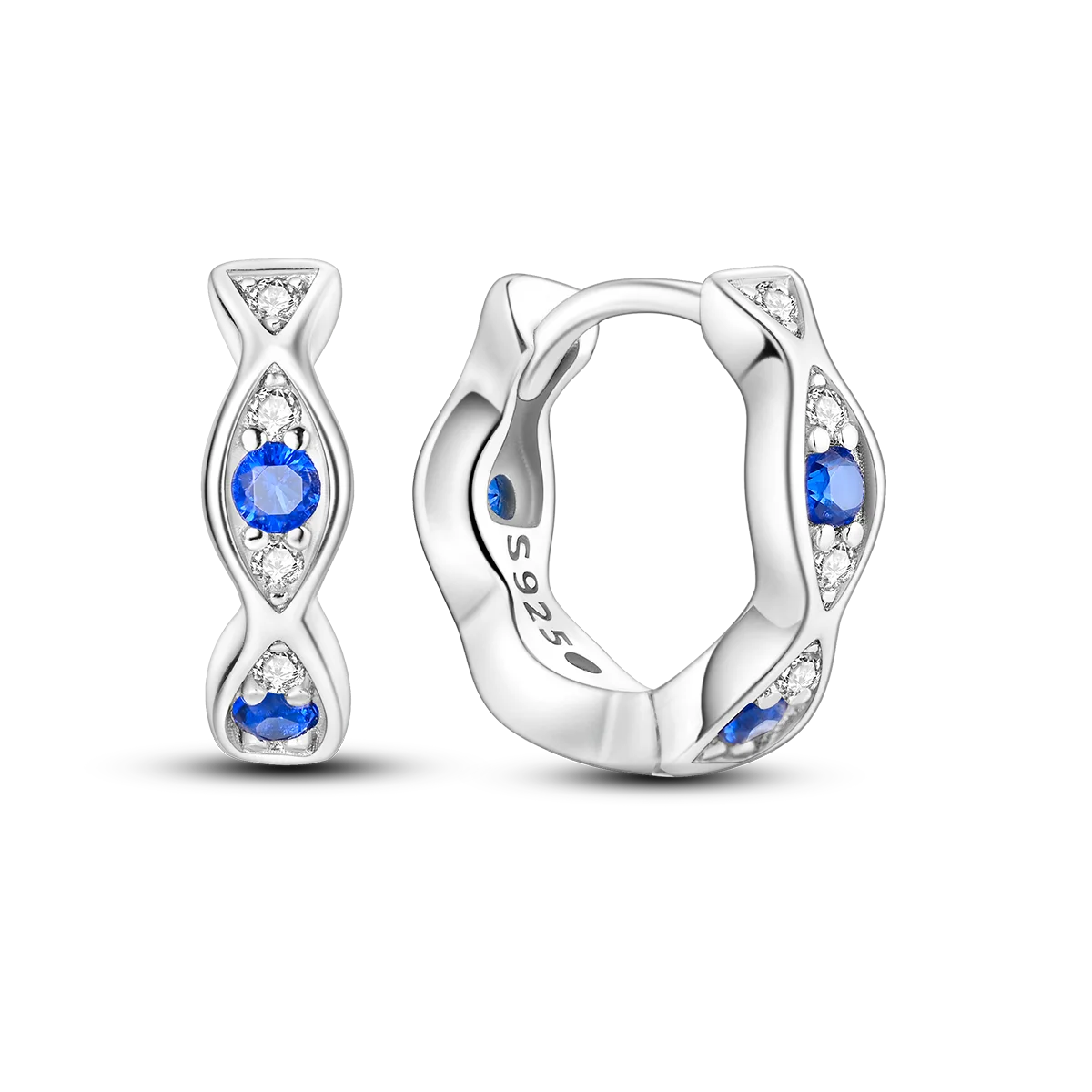Original 925 Sterling Silver Blue Zirconium Butterfly Earrings Colored Hoop Earrings Women Female Party Fine Earring Jewelry