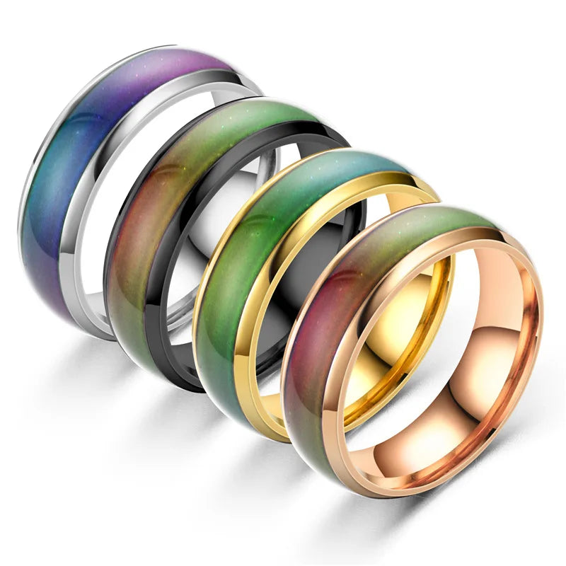 Bague Thermochromique en Acier Inoxydable – Change de couleur avec la température